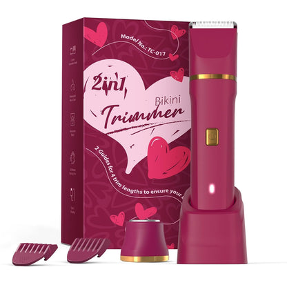 Bikini Trimmer for Women - Painless Electric Razors for Silk Skin,Cordless Body Shaver for Trip,Replaceable Lady Facial Razor, IPX7 Waterproof&Easy Cleaning, Ceramic Blade, USB Charge Dock Pink