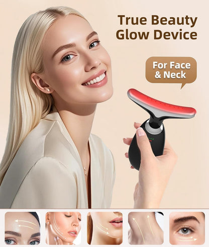 Red-Light-Therapy-For-Face and Neck, 7 Color Light Based Facial Massager, Portable Skin Care Tool (Black)